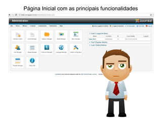 Página Inicial com as principais funcionalidades
 