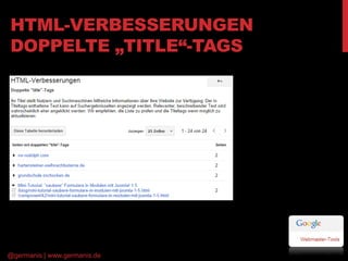 HTML-VERBESSERUNGEN 
DOPPELTE „TITLE“-TAGS 
@germanis | www.germanis.de 
 
