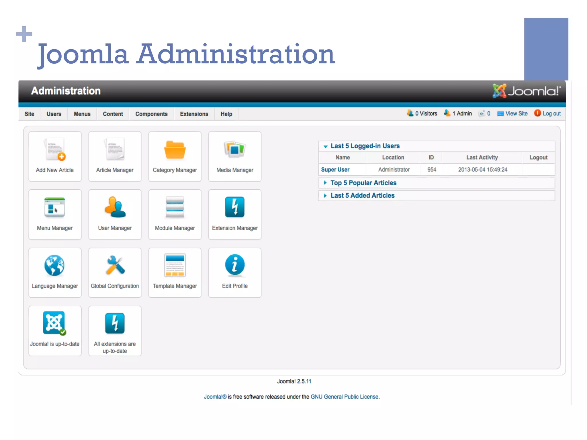 +
Joomla Administration
 