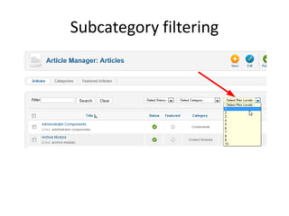 Subcategory filtering
 