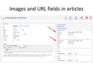Images and URL fields in articles
 