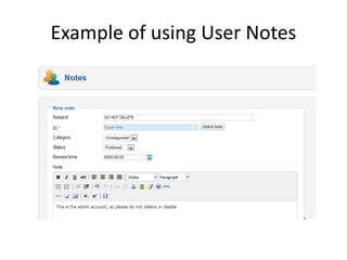 Example of using User Notes
 