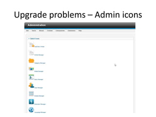 Upgrade problems – Admin icons
 