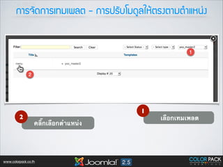¡กÒาÃร¨จÑั´ด¡กÒาÃรàเ·ท∙Áมàเ¾พÅลµต - ¡กÒาÃร»ปÃรÑัºบâโÁม´ดÙูÅลãใËหŒŒµตÃร§งµตÒาÁมµตÓำáแËห¹น‹‹§ง

2

1
คลิ๊กเลือกตำแหน่ง

www.colorpack.co.th

เลือกเทมเพลต

 