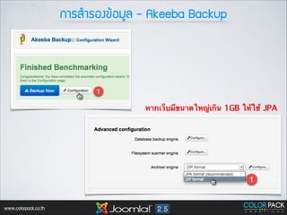 ¡กÒาÃรÊสÓำÃรÍอ§ง¢ขŒŒÍอÁมÙูÅล - Akeeba Backup

หากเว็บมีขนาดใหญ่เกิน 1GB ให้ใช้ JPA

www.colorpack.co.th

 