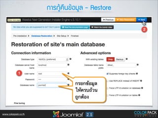¡กÒาÃร¡กÙูŒŒ¤ค×ื¹น¢ขŒŒÍอÁมÙูÅล - Restore

www.colorpack.co.th

 
