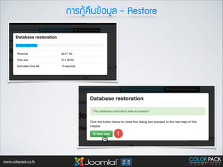 ¡กÒาÃร¡กÙูŒŒ¤ค×ื¹น¢ขŒŒÍอÁมÙูÅล - Restore

www.colorpack.co.th

 