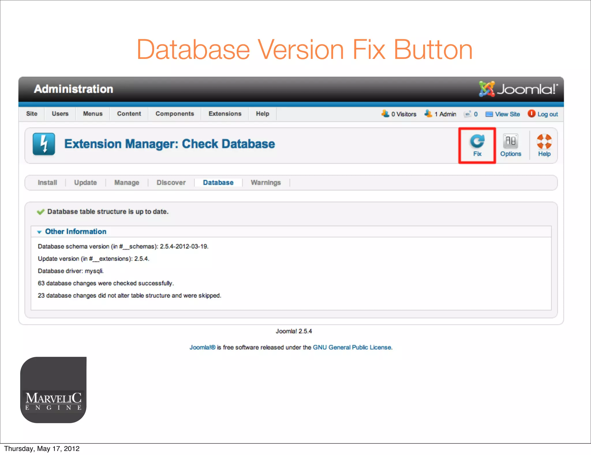 Database Version Fix Button




Thursday, May 17, 2012
 