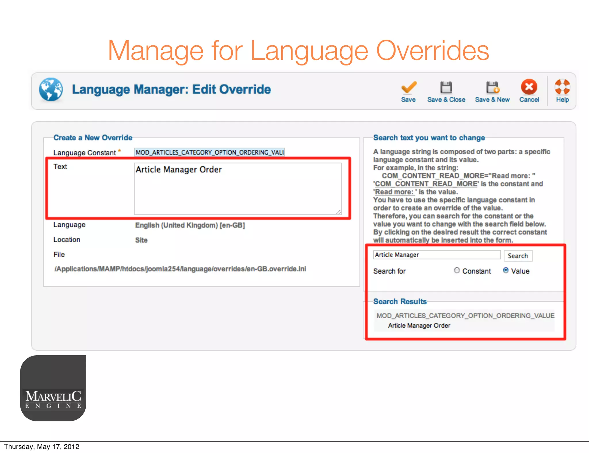 Manage for Language Overrides




Thursday, May 17, 2012
 