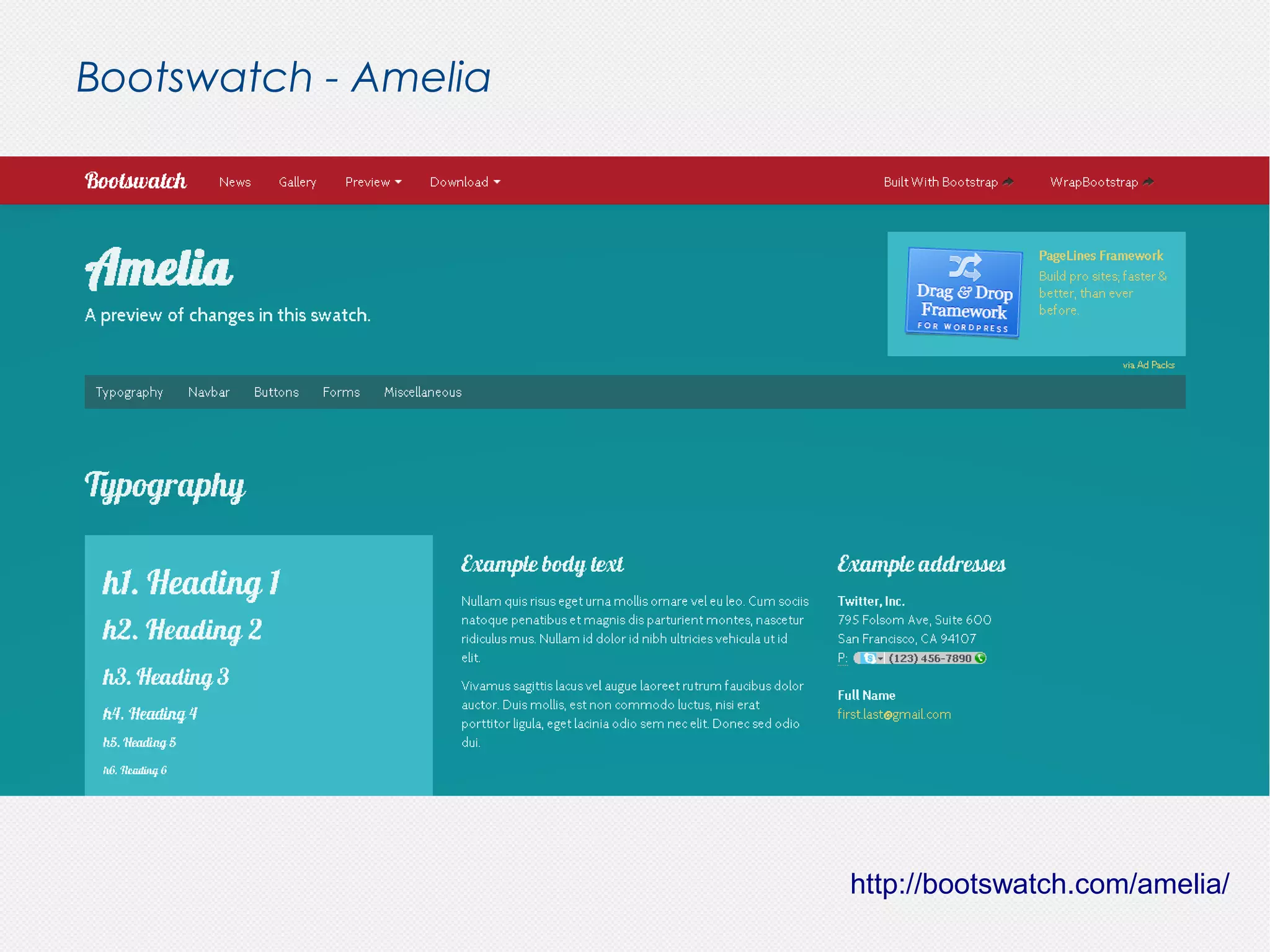 Bootswatch - Amelia




                      http://bootswatch.com/amelia/
 