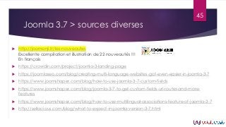 Joomla 3.7 > sources diverses
 http://joomanji.fr/les-nouveautes
Excellente compilation et illustration de 22 nouveautés ...