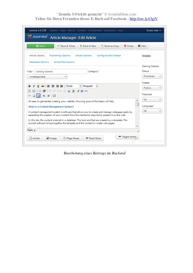 Joomla 3 0 Leicht Gemacht Kostenlos Buch