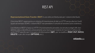 REST API
Representational State Transfer REST
GET POST PUT PATCH
DELETE OPTIONS
wikipedia
 