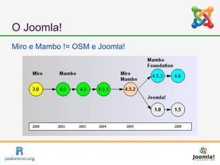O Joomla!
Miro e Mambo != OSM e Joomla!
 