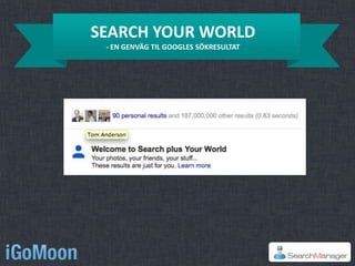 SEARCH YOUR WORLD
 - EN GENVÄG TIL GOOGLES SÖKRESULTAT
 
