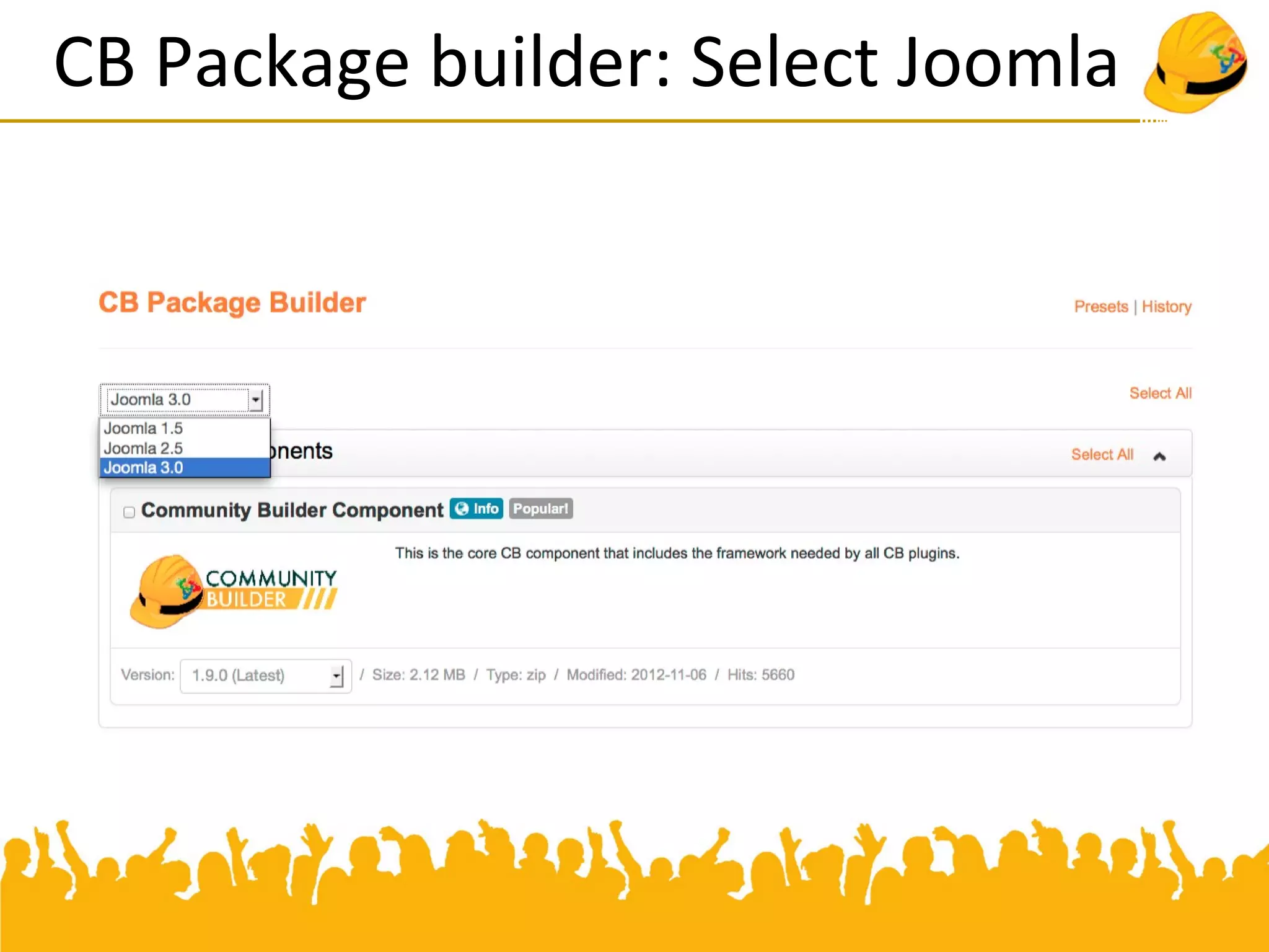 CB Package builder: Select Joomla
 