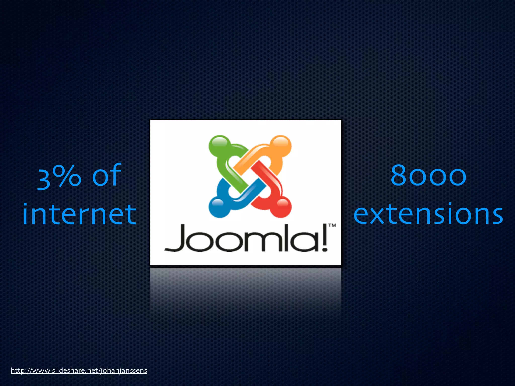 3% of                                    8000
  internet                                extensions



http://www.slideshare.net/johanjanssens
 