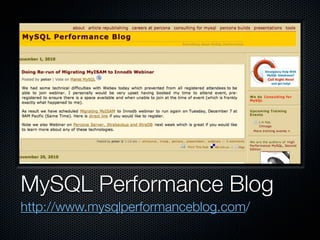 MySQL Performance Blog
http://www.mysqlperformanceblog.com/
 