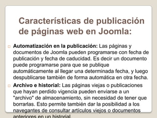 Intranets y Extranets CorporativasCaracteristicas funcionales del Sistema JOOMLA