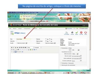 Na página de escrita do artigo, coloque o título do mesmo.