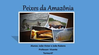 Peixes da Amazônia
Alunos: João Victor e João Rubens
Professor: Vicente
Turma:47
 