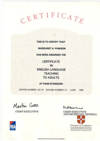 CELTA Certificate