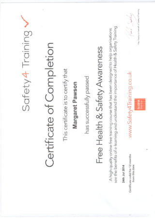 Health and Safety Awareness Certificate