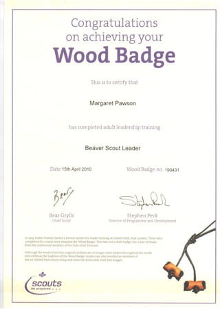 Wood Badge Certificate