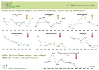 4. Passeriformes y otras aves

Análisis de los cambios en especies clave en la cota intermedia (enebral-sabinar): reproductores




Análisis de los cambios en especies clave en la cota
intermedia (enebral-sabinar): invernantes
 
