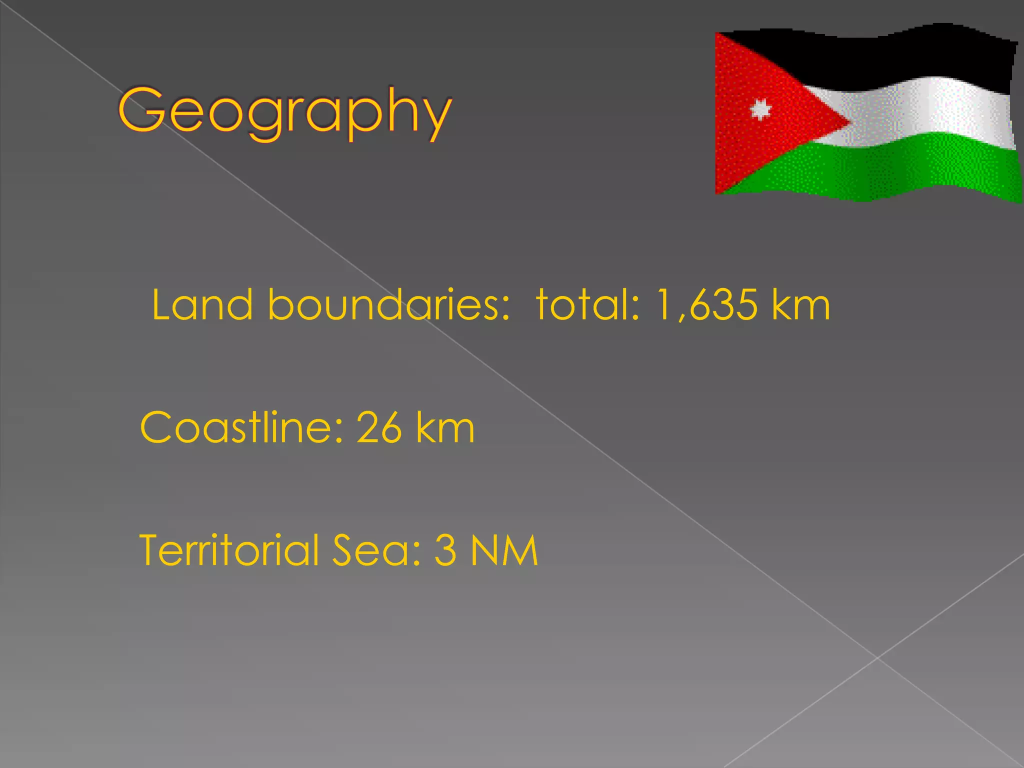 Land boundaries: total: 1,635 km

Coastline: 26 km

Territorial Sea: 3 NM
 