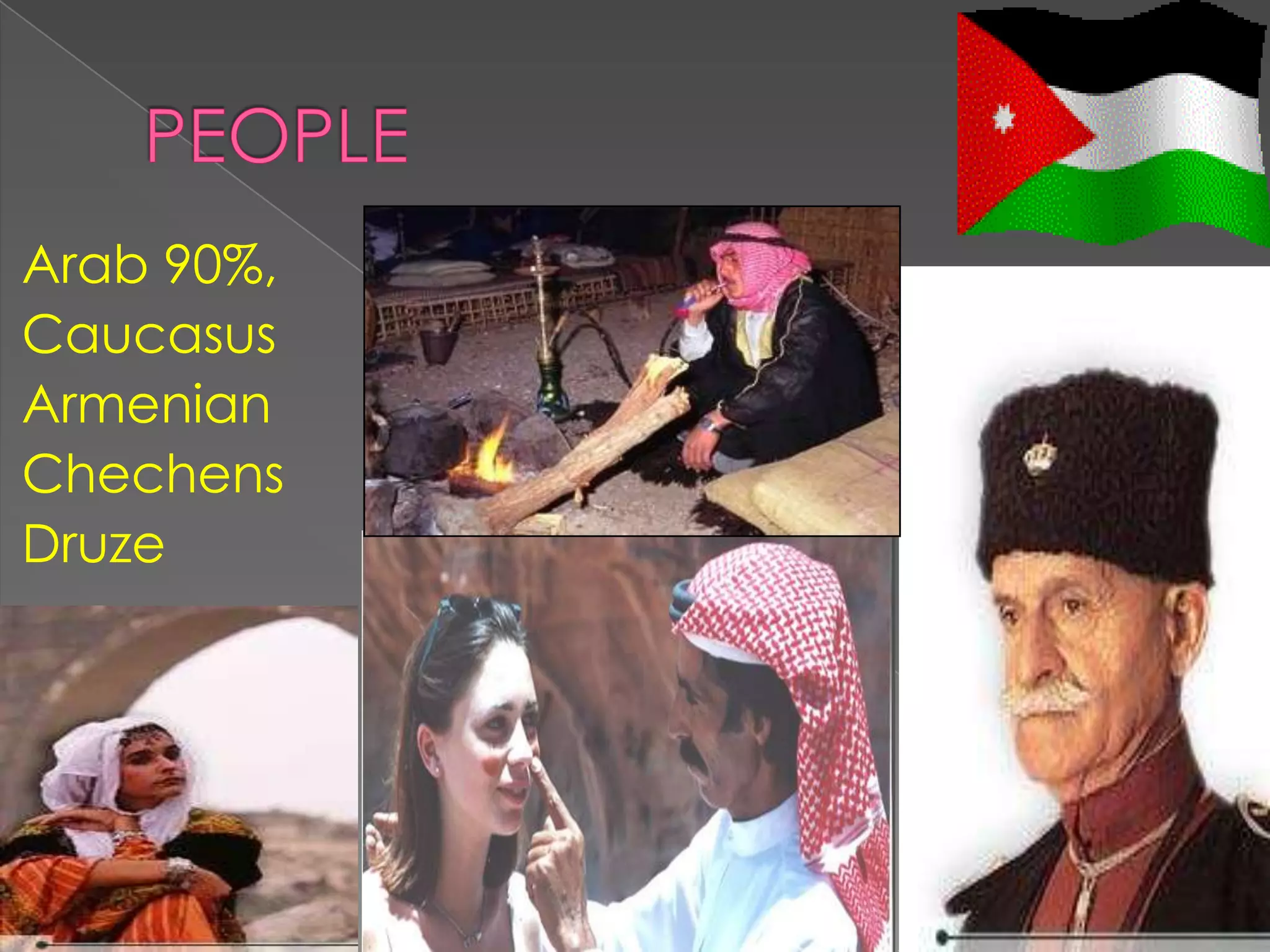 Arab 90%,
Caucasus
Armenian
Chechens
Druze
 