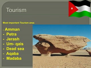 Most important Tourism area:


-Amman
- Petra
- Jerash
- Um- qais
- Dead sea
- Aqaba
- Madaba
 
