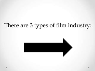 There are 3 types of film industry:
 