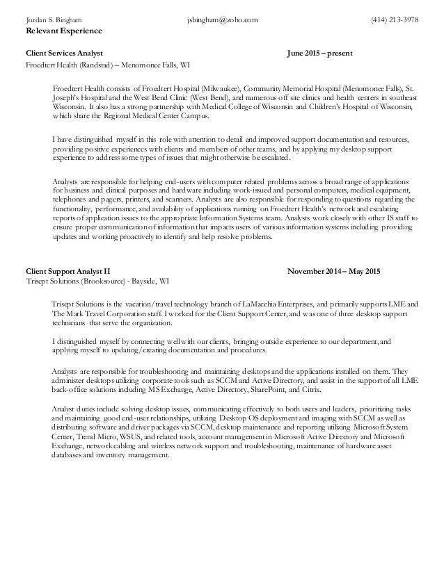 help desk analyst resume
