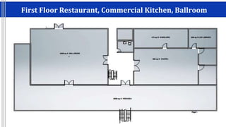 First Floor Restaurant, Commercial Kitchen, Ballroom
 
