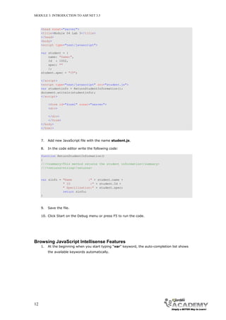 Module 4: Introduction to ASP.NET 3.5 (Material) | PDF