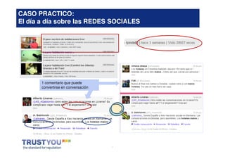 CASO PRACTICO:
El día a día sobre las REDES SOCIALES




       1 comentario que puede
       convertirse en conversación




                                     *
 
