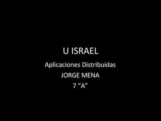 U ISRAEL Aplicaciones Distribuidas JORGE MENA 7 “A” 