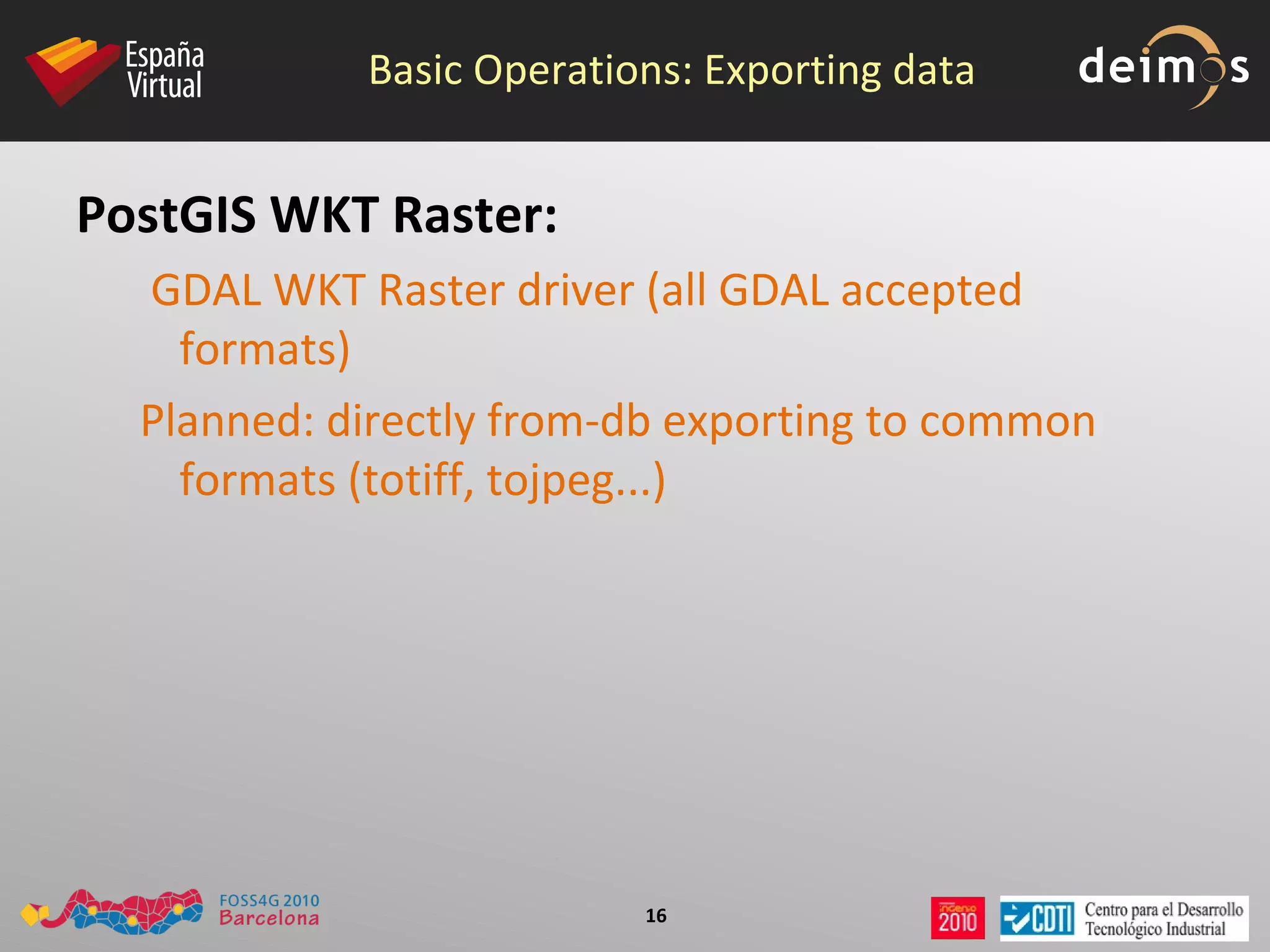 > gdal2wktraster.py&quot; -r C:\ orcl _tut\*.tif -t <table> -s <srid> -k 50x50 -I -o C:\orcl_tut\srtm.sql 
