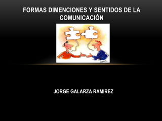 FORMAS DIMENCIONES Y SENTIDOS DE LA 
COMUNICACIÓN 
JORGE GALARZA RAMIREZ 
 