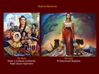 Mujeres Mexicanas




          Sin título                                 Sin título
Mujer y muñecas mostrando                    El Iztaccíhuatl despierta
 trajes típicos regionales
 