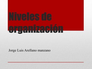 Niveles de
organización
Jorge Luis Arellano manzano
 