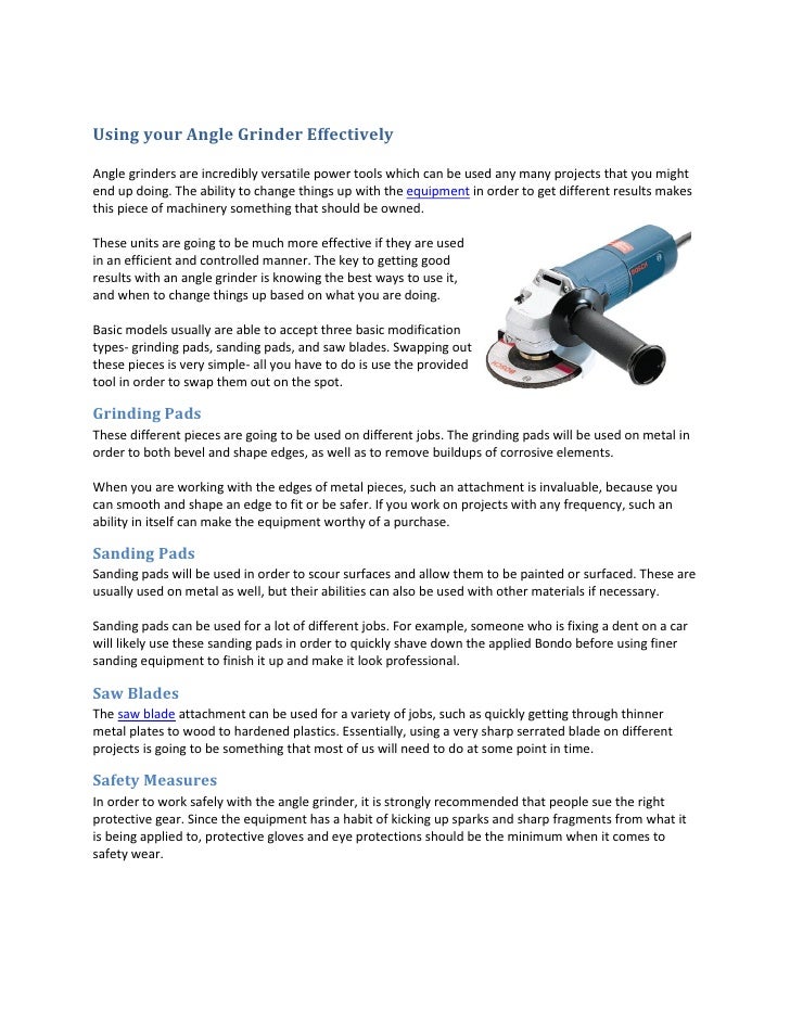 Using Your Angle Grinder Effectively