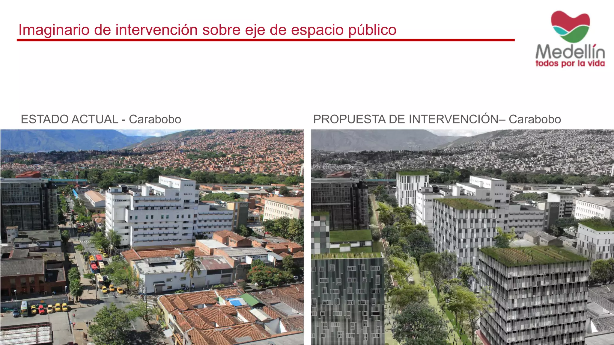 ESTADO ACTUAL - Carabobo PROPUESTA DE INTERVENCIÓN– Carabobo
Imaginario de intervención sobre eje de espacio público
 
