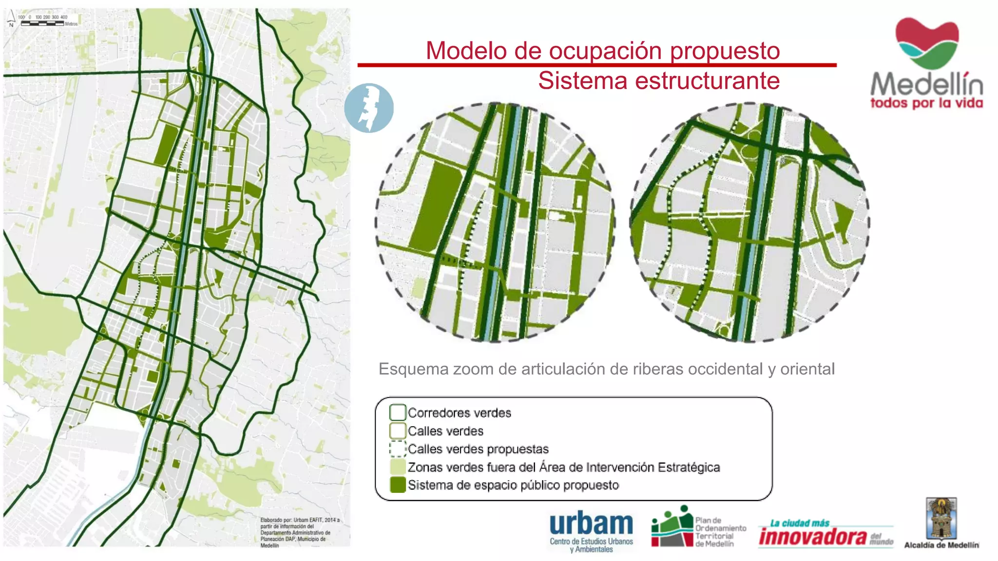Modelo de ocupación propuesto
Sistema estructurante
Esquema zoom de articulación de riberas occidental y oriental
 