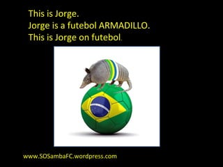 This is Jorge.
 Jorge is a futebol ARMADILLO.
 This is Jorge on futebol.




www.SOSambaFC.wordpress.com
 