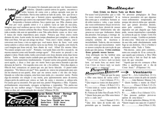 Um pastor foi chamado para orar por um homem muito
A Cadeira enfermo. Quando o pastor entrou no quarto, encontrou o
nobre homem de cama com a cabeça apoiada num par de Com Cristo no Barco Tudo vai Muito Bem!
almofadas. Havia uma cadeira ao lado da cama, fato que levou o Por acaso você já percebeu que a vida No processo pedagógico de Deus
pastor a pensar que o homem estava aguardando a sua chegada. Às vezes reserva tempestades? Já se torna-se necessário em que algumas
Suponho que estava me esperando? Disse o pastor? Não, quem é você? deu conta que a existência humana se vezes enfrentemos tempestades, até
Respondeu o homem enfermo. Sou o pastor que sua filha chamou para dá sobre montes e vales, e que muitas porque são através delas que aprende-
orar por você; quando entrei e vi a cadeira vazia ao lado da sua cama, das vezes enfrentamos forças invisíveis mos que jamais devemos desistir,
imaginei que você soubesse que eu viria visitá-la. Ah sim, a cadeira! Entre e feche que nos tentam fazer desistir de nossos antes pelo contrário... Devemos
a porta. Então o homem enfermo lhe disse: Nunca contei para ninguém, mas passei sonhos e ideais? Infelizmente não são depositar aos pés daquele que Tudo
toda a minha vida sem ter aprendido a orar. Não sabia direito como se deve orar. poucas as vezes que titubeamos diante pode, nossas inquietações e ansiedade
E nunca dei muita importância para oração. Pensava que Deus estava muito das pressões. Isto porque, o inimigo de na certeza de que no tempo Certo Ele
distante de mim. Assim sendo, há muito tempo abandonei por completo a ideia de nossas almas, tenta semear em nossos proverá o escape. Lembre-se portanto
falar com Deus. Até que um amigo me disse: ''José, orar é muito simples, orar é corações semente de incerteza e de uma coisa: Deus está no controle
conversar com Jesus, e isto eu sugiro que você nunca deixe de fazer, você senta incredulidade. Todavia, são em momen- da sua vida, nada absolutamente nada
numa cadeira e coloca outra cadeira vazia na sua frente. Em seguida, com muita fé, tos como estes que necessitamos nutrir foge ao seu domínio, Ele é o Senhor e
você imagina que Jesus está ali, bem diante de você. Afinal Ele mesmo falou: os nossos corações da convicção de que soberano sobre Tudo e Todos.
''Eu estarei sempre com vocês''. Portanto, você pode falar com Ele e escutá-lo, da ainda que não pareça, Cristo continua Não desista , antes pelo contrário...
mesma maneira como está fazendo comigo agora.'' Pois assim eu precedi e me firme guiando nossos barcos. nutra seu coração de fé na certeza de
adaptei à ideia. Desde então, tenho conversado com Jesus durante umas duas horas Esta afirmação me faz lembrar uma que aquele que começou a Boa Obra
diárias. Tenho sempre muito cuidado para que minha filha não me veja, pois me canção antiga ensinada na Igreja: em sua vida, o fará no final de tudo
internaria num manicômio imediatamente. O pastor sentiu uma grande emoção ao ''Com Cristo no barco tudo vai muito mais do que vencedor.
ouvir aquilo, e disse a José que era muito bom o que estava fazendo e que não bem, vai muito bem, vai muito bem! '' Aquele que em vós começou a Boa
deixasse de fazê-lo. Em seguida orou com ele e foi embora. Dois dias depois, a Com Cristo no barco tudo vai muito Obra a aperfeiçoará até o dia de
filha de José comunicou ao pastor que seu pai havia falecido. O pastor então bem e passa o temporal.'' Cristo Jesus.'' (Filipenses 1:6).
perguntou: ''Ele faleceu em paz?'' Sim, quando eu estava me preparando para sair, ================================
ele me chamou ao seu quarto, disse que me amava muito e me deu um beijo.
Quando eu voltei das compras, uma hora mais tarde, já o encontrei morto. Porém * Que pai que fez para juntos? R:- ....Lã e Linho(Deut. 22:11).
algo de estranho em relação à sua morte, pois aparentemente antes de morrer, o filho uma túnica de varias cores ? *Quem usava vestes de pelo de camelo
chegou perto da cadeira que estava ao lado da cama e encostou a cabeça nela. R:-..................... J acó ( Gênesis 37:3 ). R:- …........João Batista ( Mateus 3:4).
Foi assim que eu encontrei. Por que será isso, pastor? Perguntou a filha. O pastor, * Que rasgou as vestes em duas partes ? * Quem herdou o manto de Elias?
profundamente emocionado, enxugou as lágrimas e respondeu: ''Ele partiu nos R:- …................Eliseu ( II Reis 2:12 ). R:-.............. ..Eliseu ( II Reis 2:12-13).
braços do seu melhor amigo.'' - ''Jesus mesmo disse: ''Eis que Eu estou convosco * Como eram as vestes sacerdotais de * Quem primeiro usou vestes de peles
todos os dias, até a consumação dos séculos'' (Mateus 28:20) Arão e seus filhos ? de animais ?
R:-Túnicas de linho fino (Êxodo 39:27) R:- …......Adão e Eva ( Gênesis 3:21).
* Quem fazia para seu filho uma túnica * Que pessoas podiam prover-se
nova a cada ano? apenas de uma túnica ?
R:- ….................Ana ( I Samuel 2:19 ). R:- Os doze apóstolos (Mateus 10:10).
* Que dois tipos de tecido não era *Quem rasgou sua capa em 12 partes?
permitido que os Israelitas usassem R:- …....................Aias (I Reis 11:30).
 