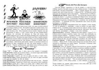 Uma das grandes expectativa é o fim do mundo e a volta de Cristo.
                                                                                    A Bíblia anuncia o fim deste sistema de vida a milhares de anos. E embora não
                                                                                    tenha fixado o dia para a humanidade '' Mas a respeito daquele dia e hora
                                                                                    ninguém sabe, nem os anjos dos céus...'' ( Mateus 24:36). Na bíblia tem muitos
                                                                                    sinais para que ficássemos alerta a este respeito. Desatacaremos 5 evidências.
                                                                                     Multiplicação da Ciência: Daniel, 600 A.C. Foi um dos que vaticinou sobre a
                                                                                    evolução da ciência- ''...e a ciência se multiplicará'' (Daniel 12:4). Vivemos dias
                                                                                    assustadores na área cientifica. Comunicação, transporte, informática, genética
                                                                                    (Mapeamento do genoma e clonagem de seres) e medicina, tem nos deixados
                                                                                    maravilhados. E certamente em breve descobriram mais coisas na s áreas
                                                                                    tecnológicos e científicos.
                                                                                     Multiplicação do Pecado: A degradação moral tem atingido o nosso mundo.
     '' A intimidade do Senhor é para os que o teme, aos quais ele dará conhecer    '' E, por se multiplicar a iniquidade, o amor se esfriará de quase todos''
     a sua aliança'' (Salmo 25:14) ''De manhã te apresento a minha oração e fico    ( Mateus 24:12). Escândalos morais estão visíveis em todas as classes sociais
     esperando''. (Salmo 5:3). Tudo em nossas vidas depende de nossa fé, e de        e países. A perda da sensibilidade ética nas áreas da vida moral, vida social,
     como iniciamos o dia. Deus responde as nossas orações daqueles (as) que        vida familiar, sensualidade e religião, é uma triste realidade.
     sinceramente O adora, e o que o deixa reinar nas suas atitudes diárias.         Degeneração física: ''E haverá... epidemias em vários lugares'' ( Lucas 21:11 ).
     Devemos ter convicção da presença de Deus em nossas vidas.                      Embora exista a evolução cientifica, muitos vírus (seres não codificados ou
     A Bíblia indica-nos que a oração tem relação profunda com a experiência da      isolados) atingem milhares. A ganância humana, o aumento populacional, a
     presença de Deus, Na prática da oração intima com Deus o espirito humano        rebeldia espiritual, a destruição da natureza, o consumismo, a modificação dos
     explicita de maneira verbal o seu desejo de Deus, a sua necessidade de Deus.    hábitos naturais de vida, tem sido os principais causadores dos males físicos.
     Deus está sempre presente na vida humana e disposto a atender todas as         Fenômenos Naturais: A Bíblia aponta para fenômenos nos astros: sol, lua
     necessidades. Desta forma, pela manhã, à atarde e ao anoitecer entremos na     e estrelas – Mateus 24:29. O efeito estufa está previsto em Isaías 30:26, com o
     presença de Deus, coloquemos aos seus pés nossas petições e como o              aumento d a temperatura em muitos lugares. Terremotos e enchentes estão
     Salmista: ''Esperei confiantemente, pelo Senhor; ele se inclinou para mim      também previstos – Lucas 21:25e 26.
     e me ouviu quando clamei por socorro'' (Salmo 40:1).                            Globalização: Antes da segunda vinda de Cristo haverá um governo mundial
                                                                                    ( Apocalipse 13:1 a 18). A formação de blocos econômicos mundiais caminham
                                                                                    para um único governo. Muitos já anunciam a ideia da ''aldeia global'' e o
Crente '' 3S '' : É aquele que é salvo, mas só fica sentado e é sossegado.           equilíbrio na economia mundial. Os meios de comunicação nos aproximam,
Crente Total Flex: Aquele que ao mesmo tempo e no mesmo lugar, anda fazendo         basta verificar o caso da rede mundial de computadores, a internet. O processo
a vontade da carne como também a só espirito.                                       Já começou pela politica econômica ( primeiras necessidades ), influenciará
Crente Temporada: É aquele que vem na igreja um mês e o outro nada...               todos os povos e em todas as áreas. A reflexão sobre estes acontecimentos
Crente Dom de Canto: É aquele que gosta de fica no canto da igreja encostado        não é para que sejamos movidos pelo terror, mas para que conscientemente nos
e não gosta de trabalhar na obra do Senhor.                                         aproximemos de Deus com amor. ''Ora, ao começarem estas coisas a suceder,
Crente SONRISAL: É aquele que na igreja derrete todo, mas em casa … hummm.           Exultai e erguei a vossa cabeça; porque a vossa redenção se aproxima.''
Crente Pão de Forma: É aquele que é miolo mole, casca grossa, chato e quadrado.                                                                          ( Lucas 21:28 ).
Crente Girafa: É aquele que o corpo tá na igreja, mas a cabeça está lá fora.        ''Assim também vós, quando virdes acontecer estas coisas, sabei que o reino
Crente Pastel de Feira: Que é muita aparência, mas logo que se nota é só vapor.      de Deus está perto.'' ( Lucas 21:31 ).
 