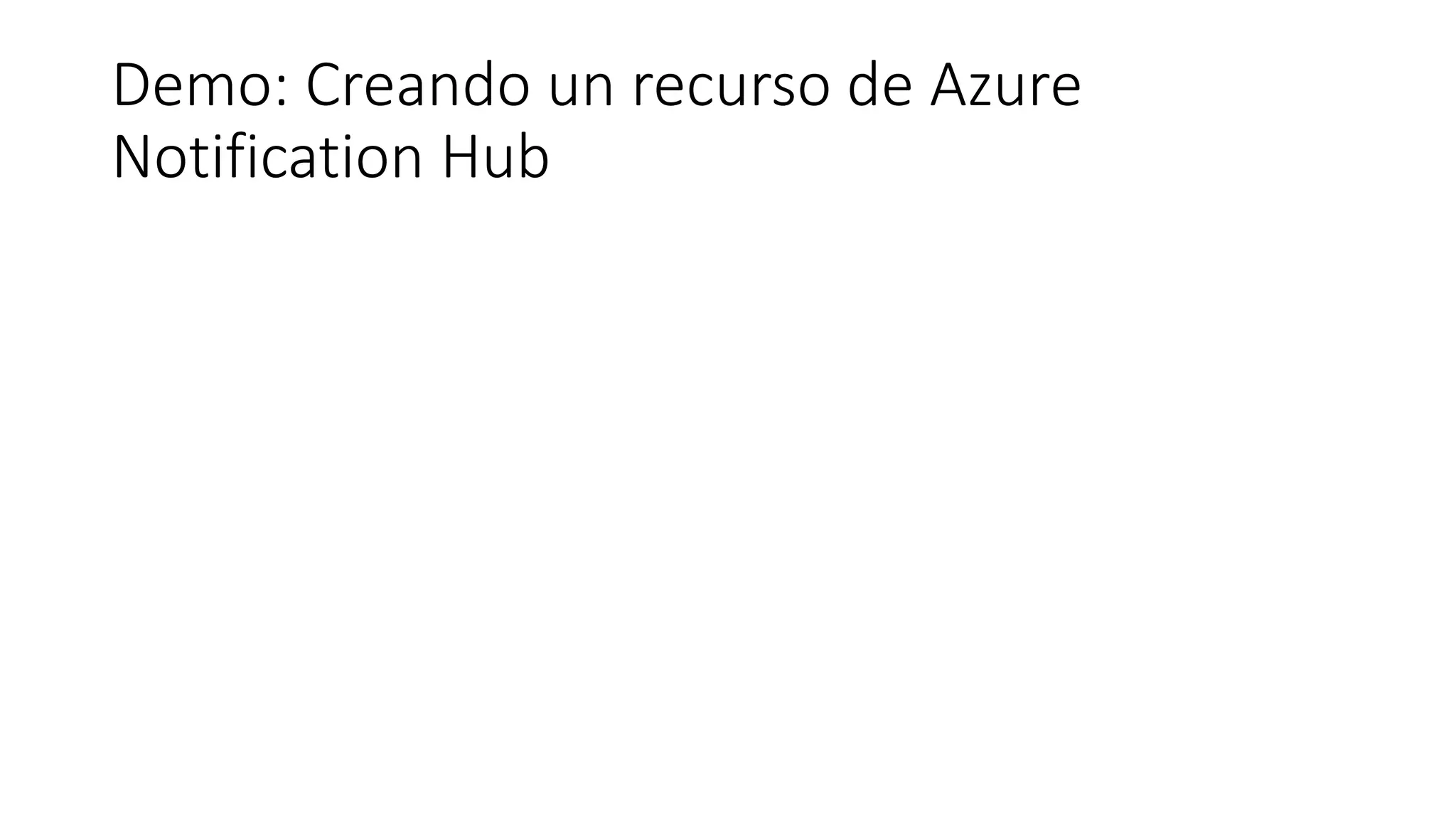 Demo: Creando un recurso de Azure
Notification Hub
 