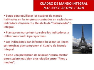  Los indicadores de otros.EL CUADRO DE MANDO